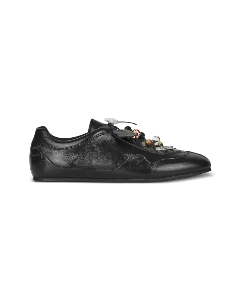 Cecilie Bahnsen Blaise Bead-embellished Leather Sneakers Black