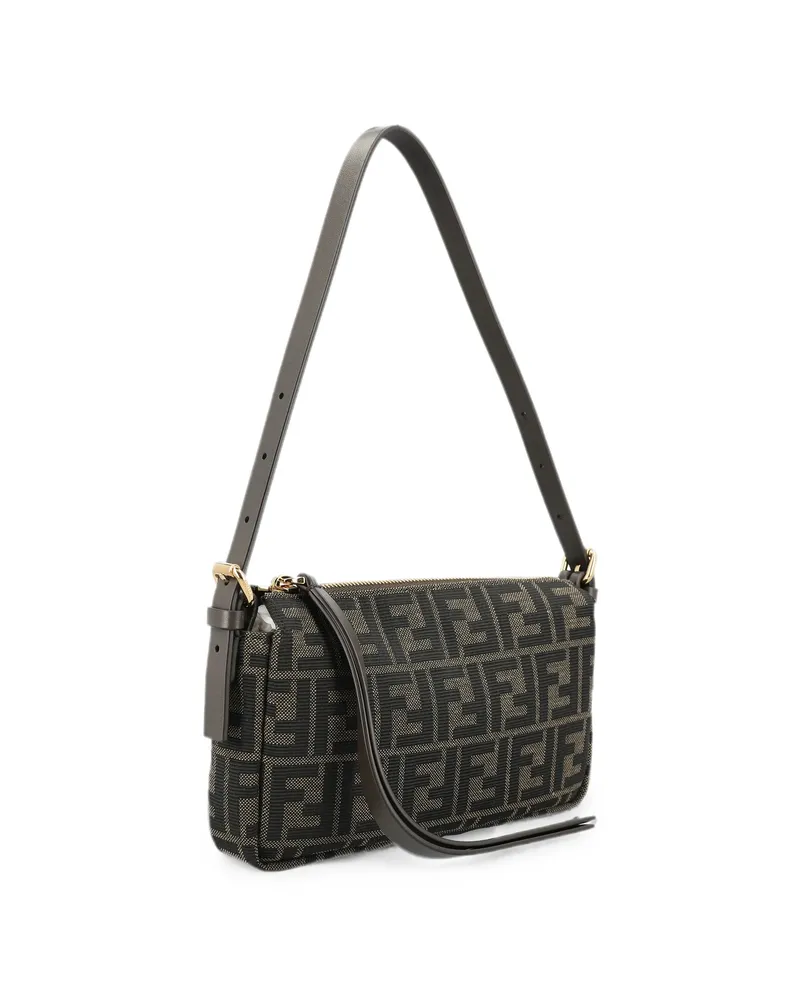 Fendi Zip-top Small FF Zucca Jacquard Fabric Bag Brown