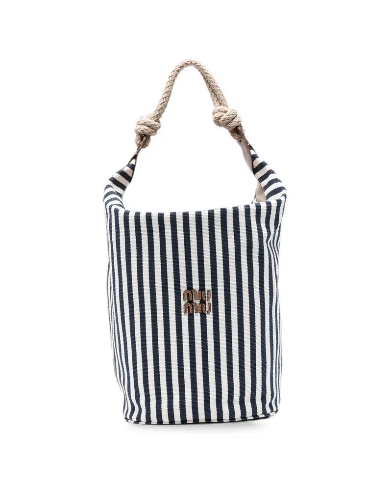 Miu Miu Striped Rope-handle Shoulder Bag Blue