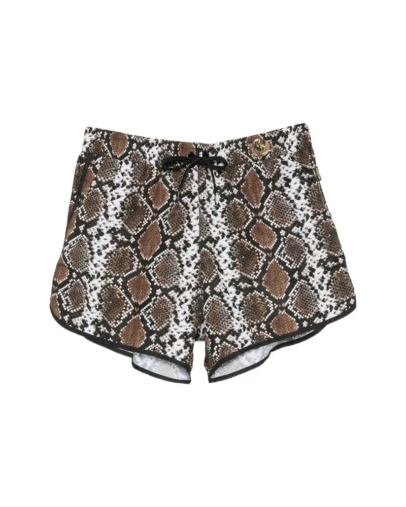 Moschino Smiley Snakeskin-print Swimming Shorts Brown
