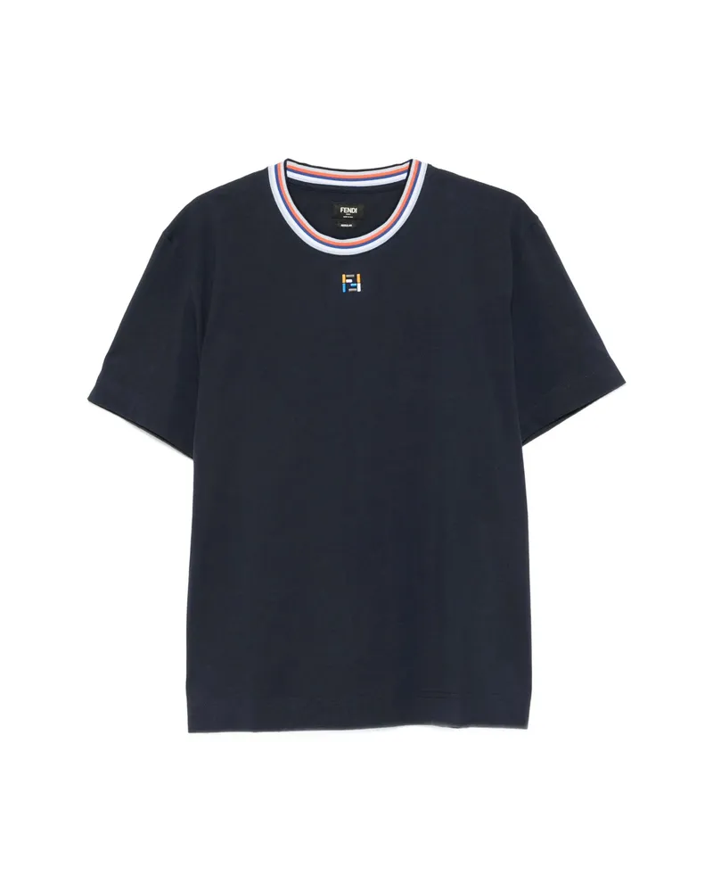 Fendi FF-embroidered T-shirt Blue