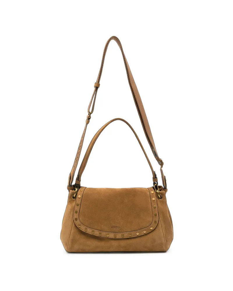 Isabel Marant Medium Chany Stud-embellished Suede Shoulder Bag Brown