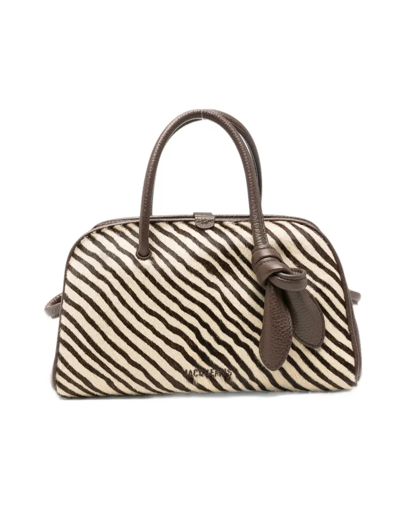 Jacquemus Le Petit Turism Zebra-print Tote Bag Neutrals