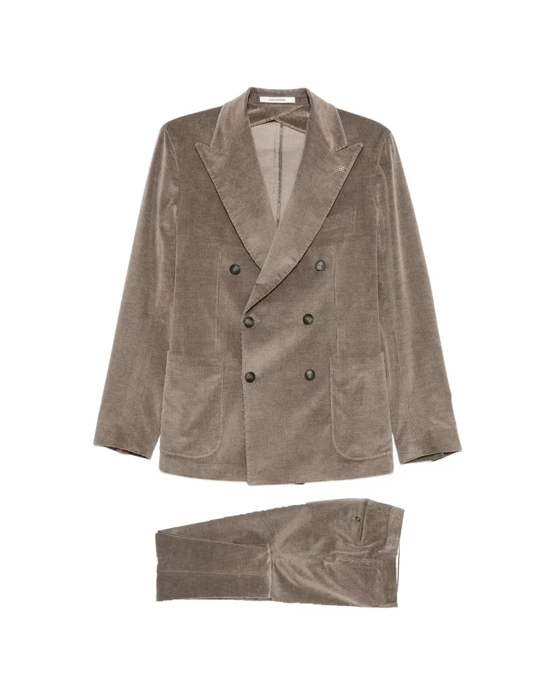 Tagliatore Double-breasted Corduroy Suit Brown