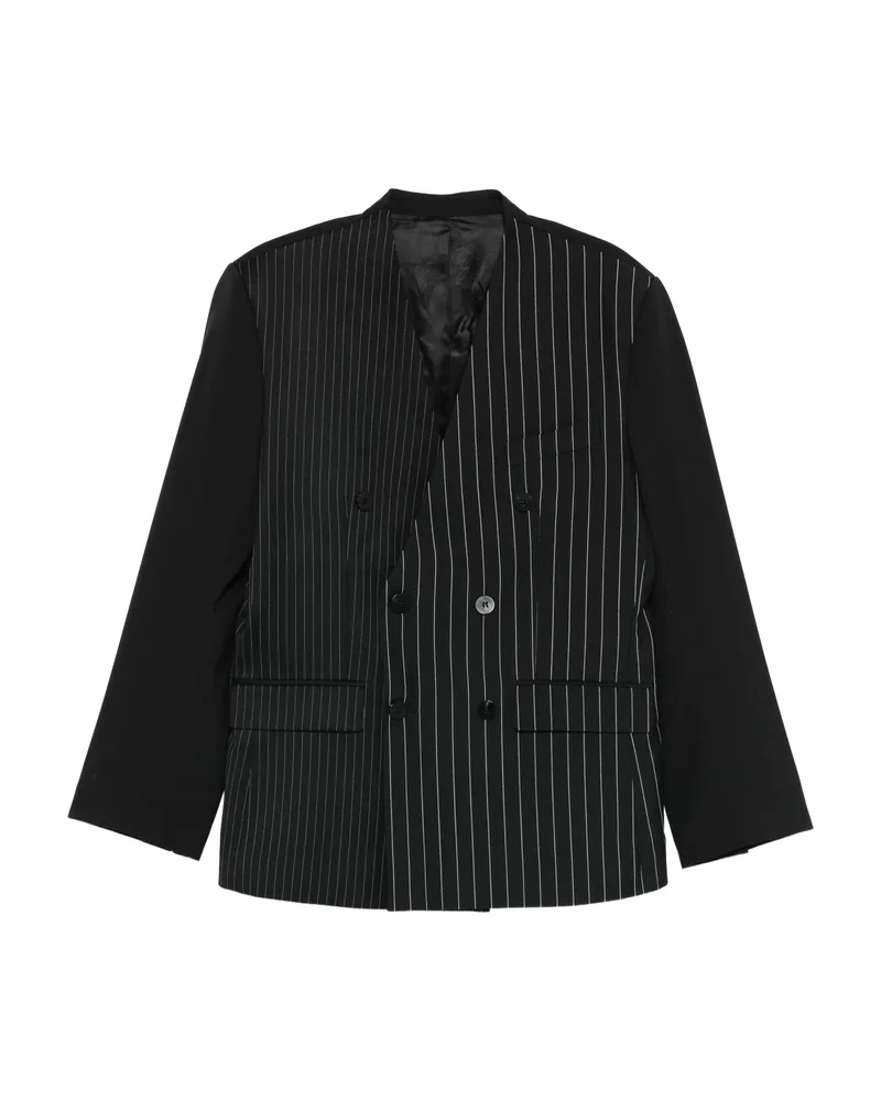 Ernest W. Baker Pinstripe Double-breasted Blazer Black