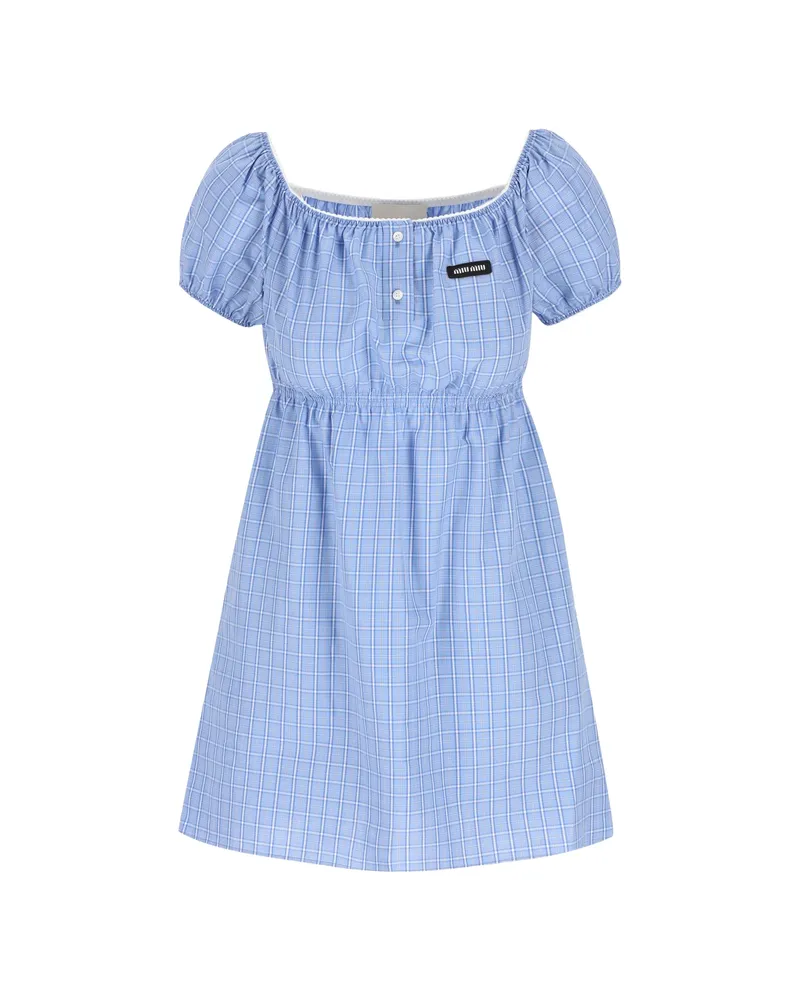Miu Miu Plaid-pattern Mini Dress Blue