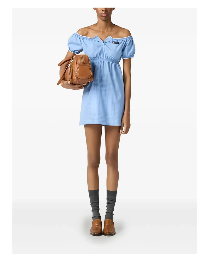 Miu Miu Checked Poplin Mini-dress Blue