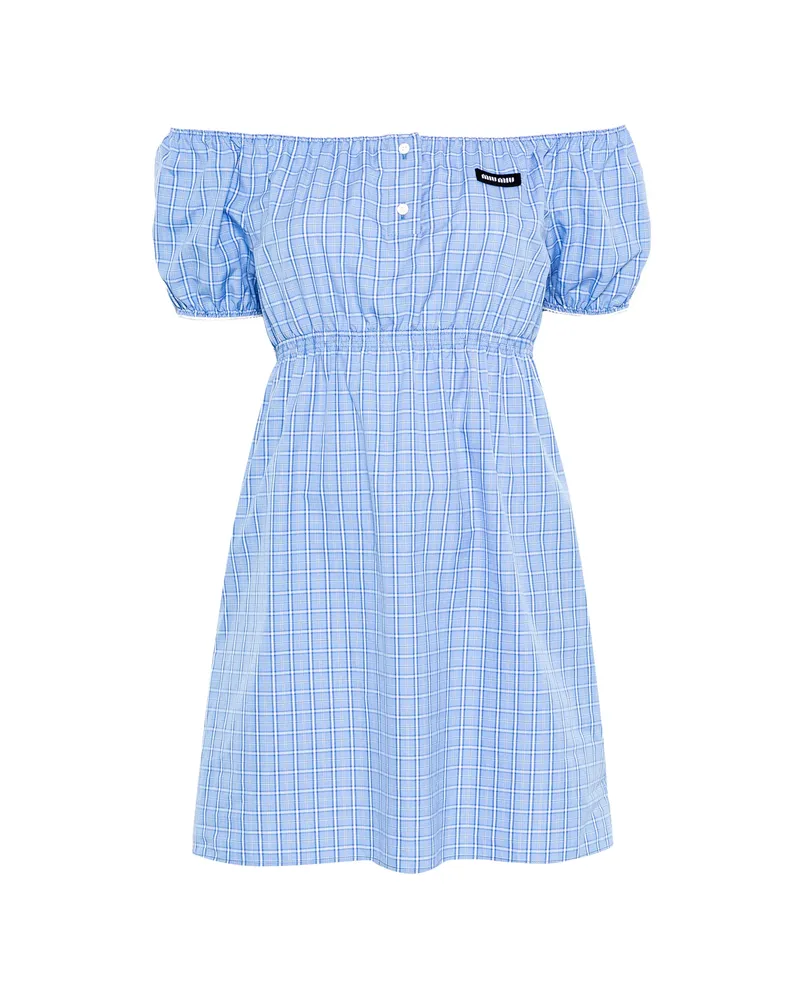 Miu Miu Plaid-pattern Mini Dress Blue