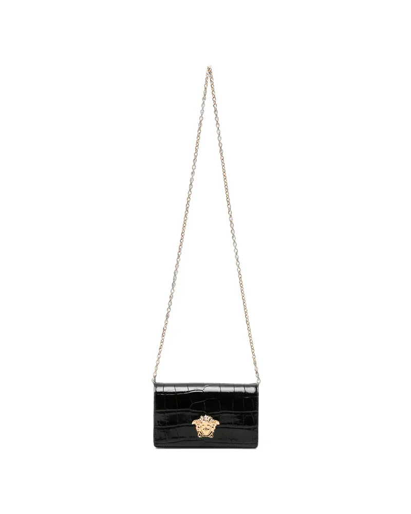 Versace Mini Medusa '95 Croc-effect Shoulder Bag Black