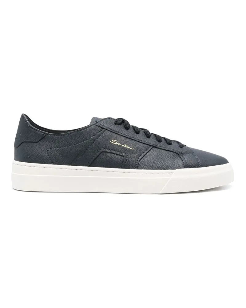 Santoni Grained Leather Sneakers Blue
