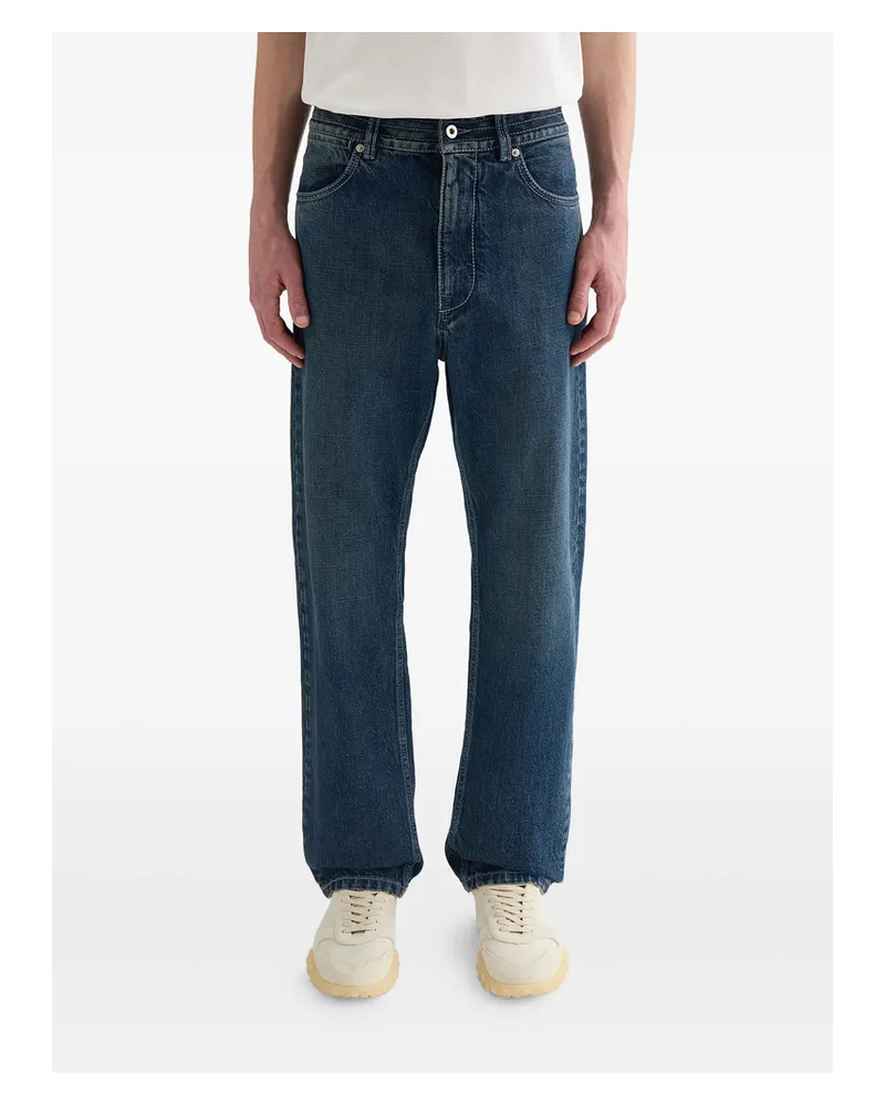 Jil Sander Multi-stitched Embossed Logo Trousers Blue