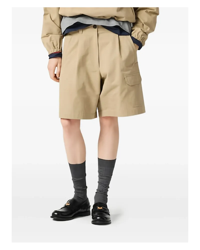 Miu Miu Logo-detail Tailored Shorts Neutrals