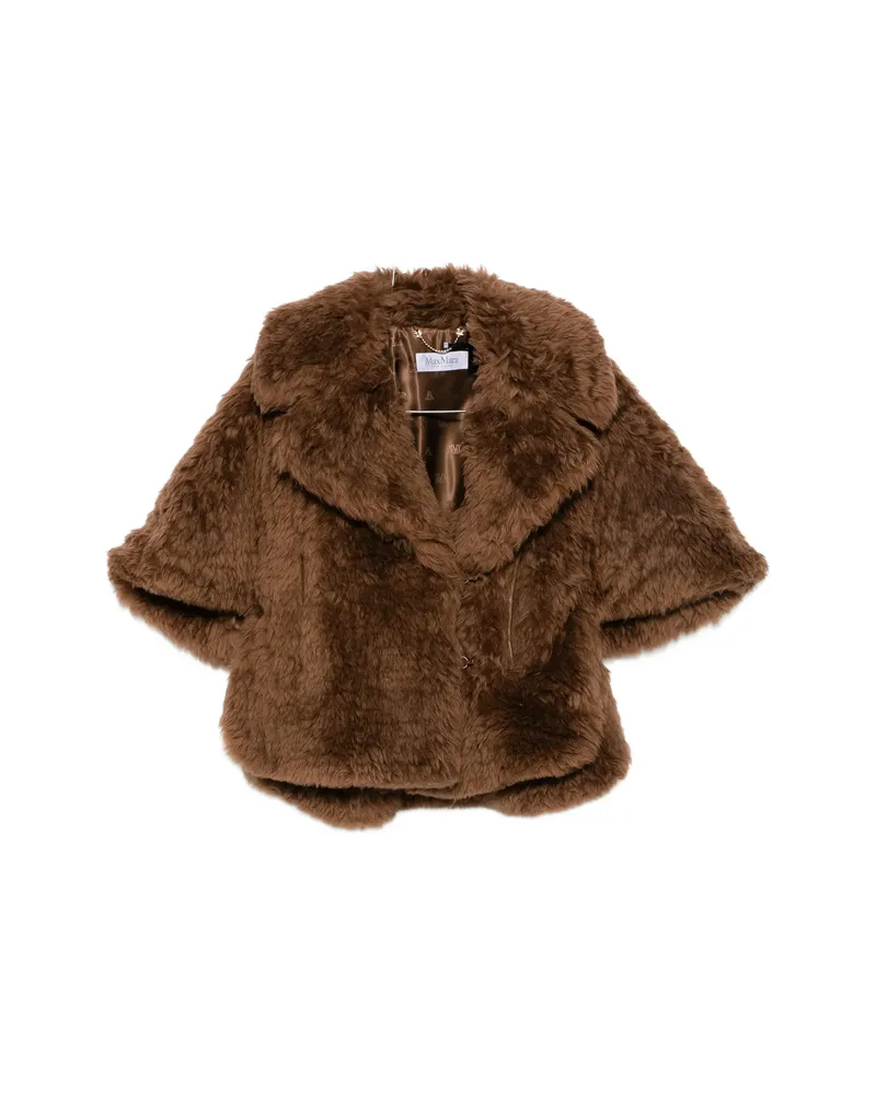 Max Mara Double-breasted Faux-fur Jacket Brown