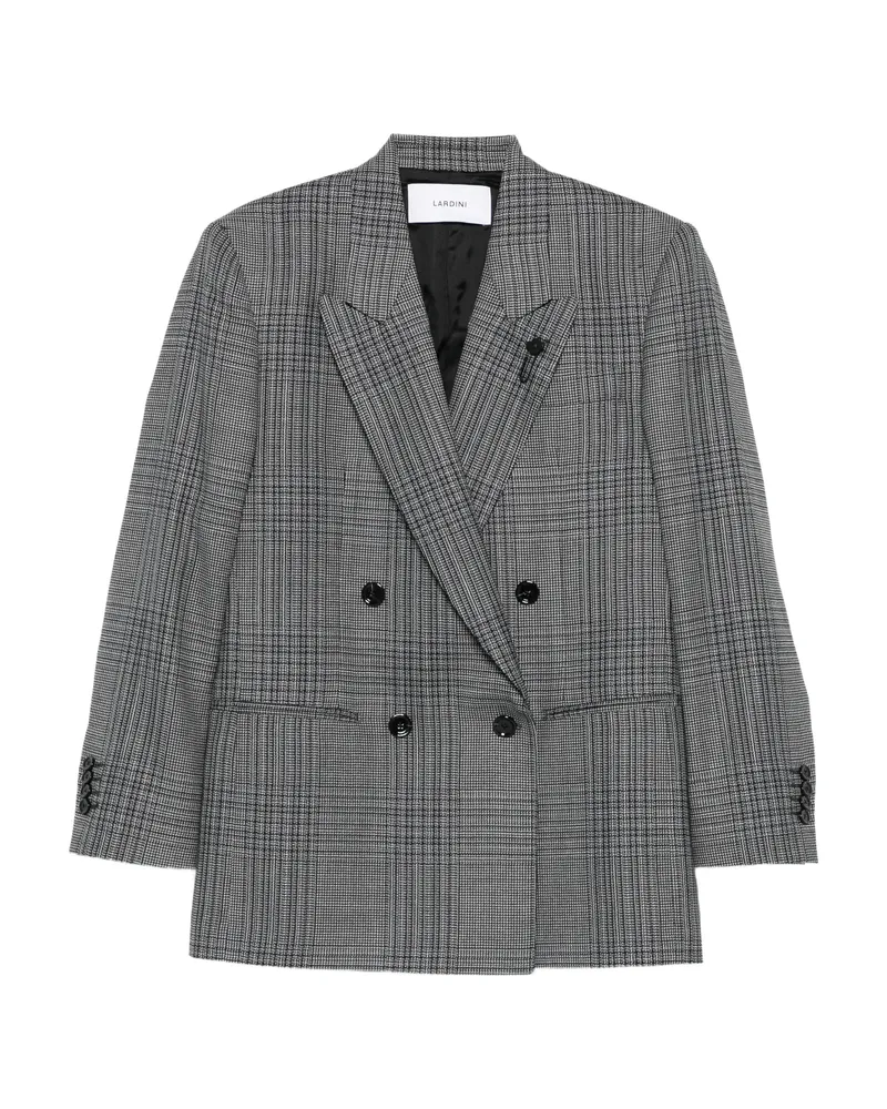 LARDINI Double-breasted Checked Blazer Grey