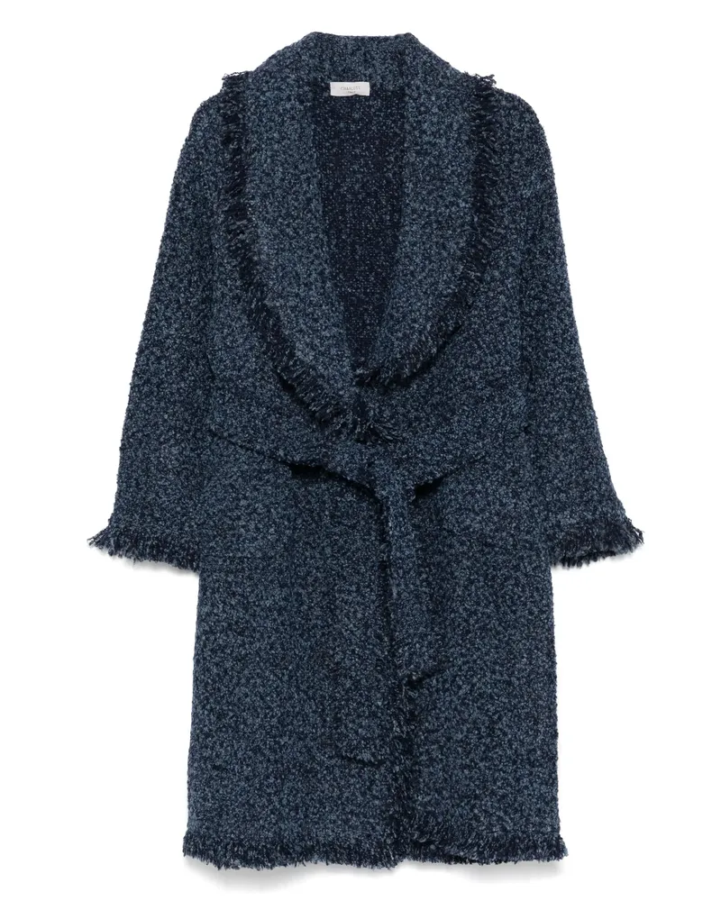 Charlott Fringed Bouclé Coat Blue
