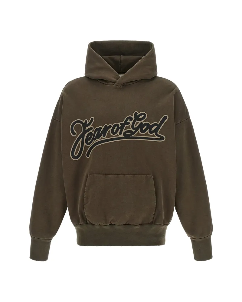 Fear of God Logo-print Cotton Hoodie Brown