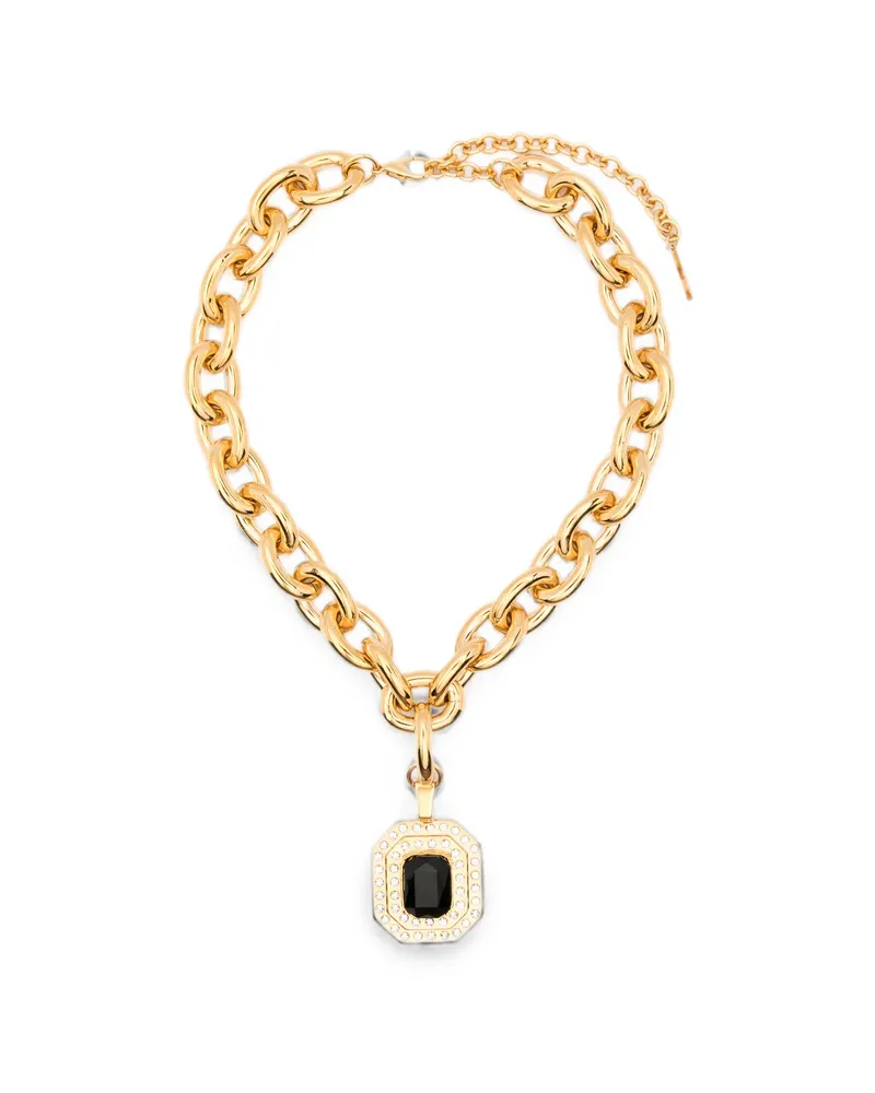 Alessandra Rich Crystal-embellished Curb-link Necklace Gold