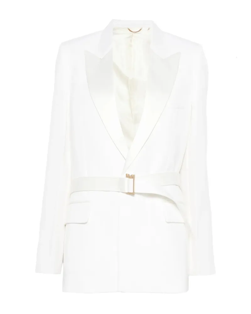 Victoria Beckham Belted Lapel Blazer White