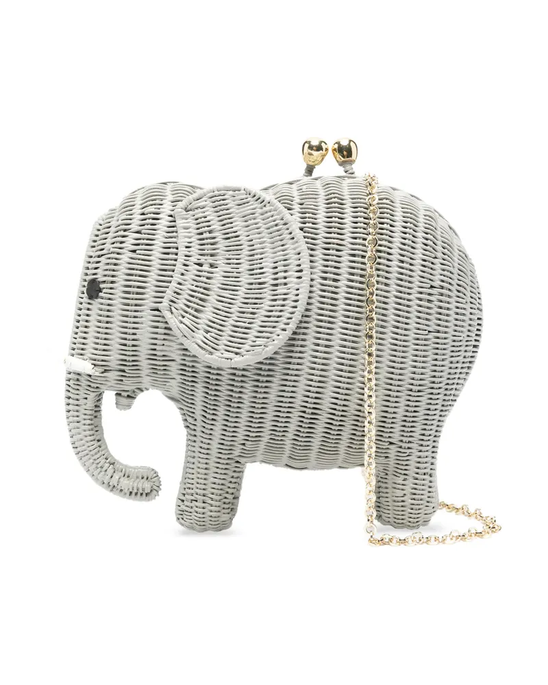 Serpui Drake Elephant Woven Clutch Bag Grey