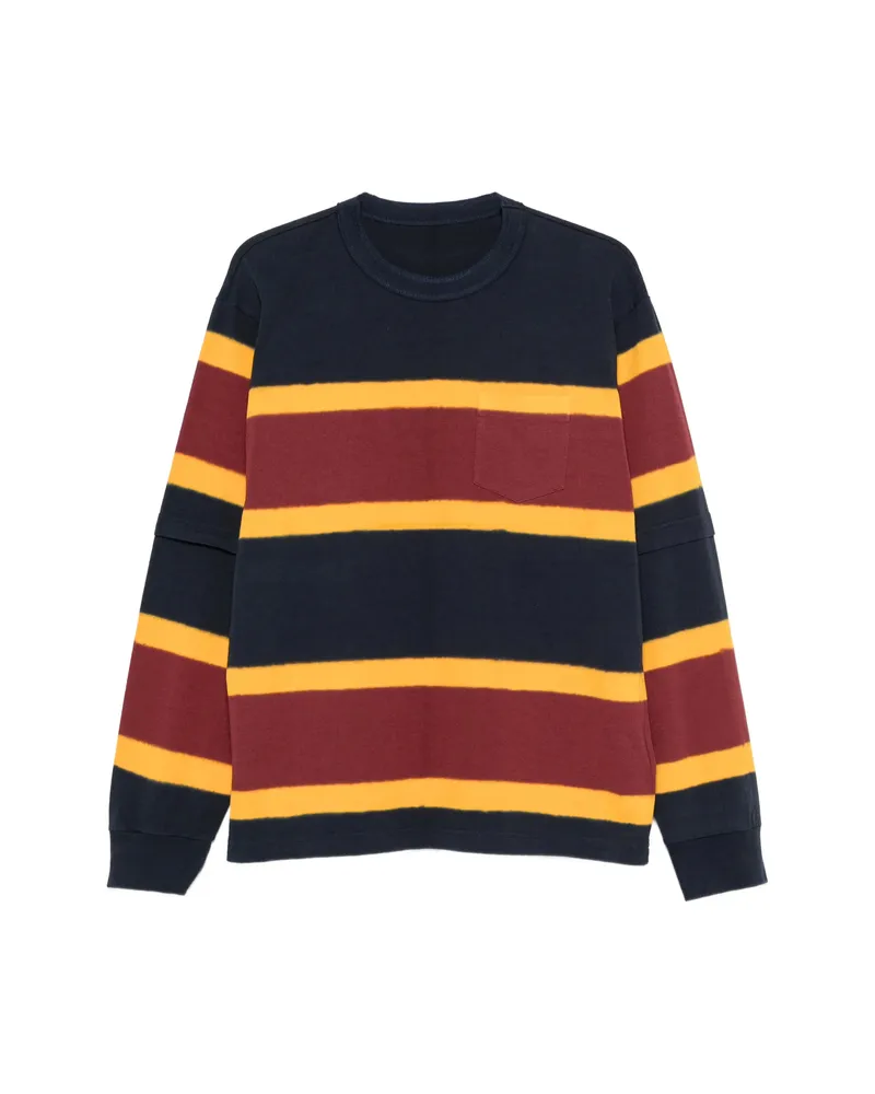 Sacai Striped-knit Layered-sleeve Sweater Blue