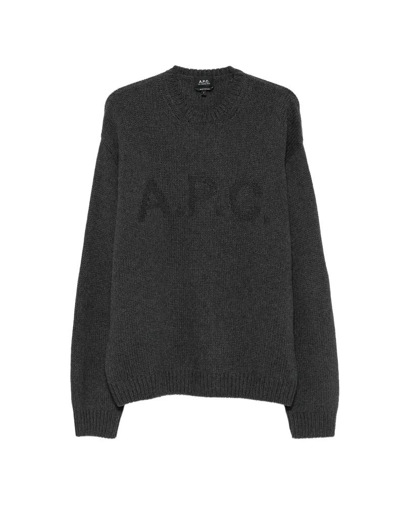 A.P.C. A. p.c. Logo-intarsia Crew-neck Sweater Grey