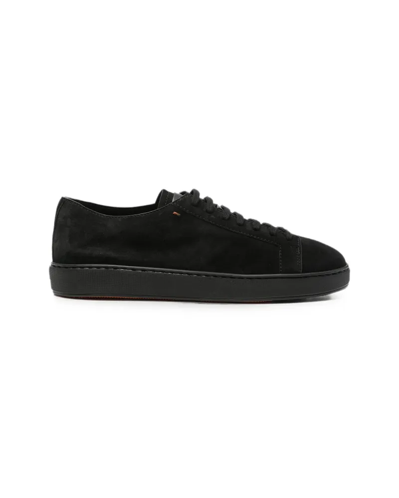 Santoni Damps Lace-up Suede Sneakers Black