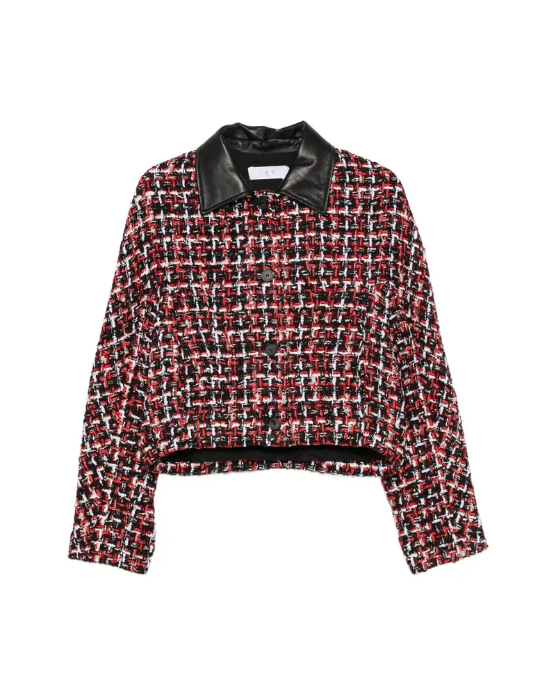IRO Nuffy Tweed Leather-collar Jacket Black