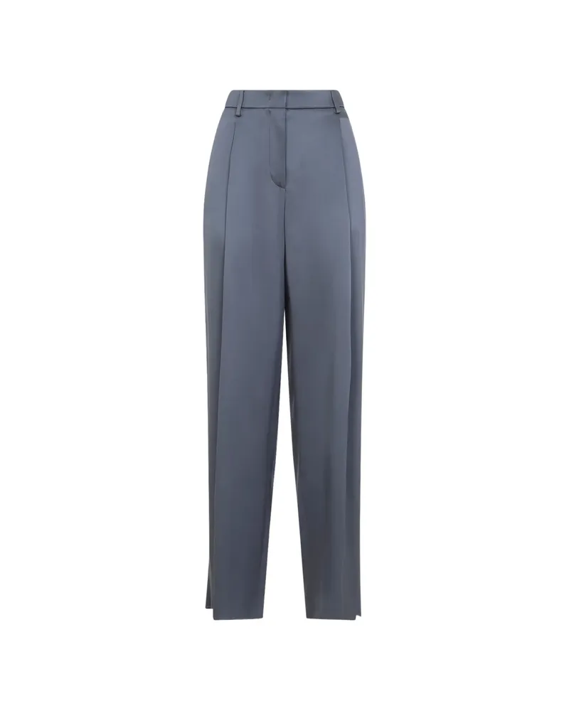 Giorgio Armani Pleated Silk Trousers Grey