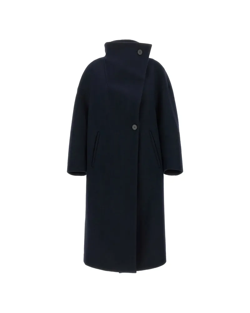 TELA Scott Asymmetrical High-neck Coat Blue