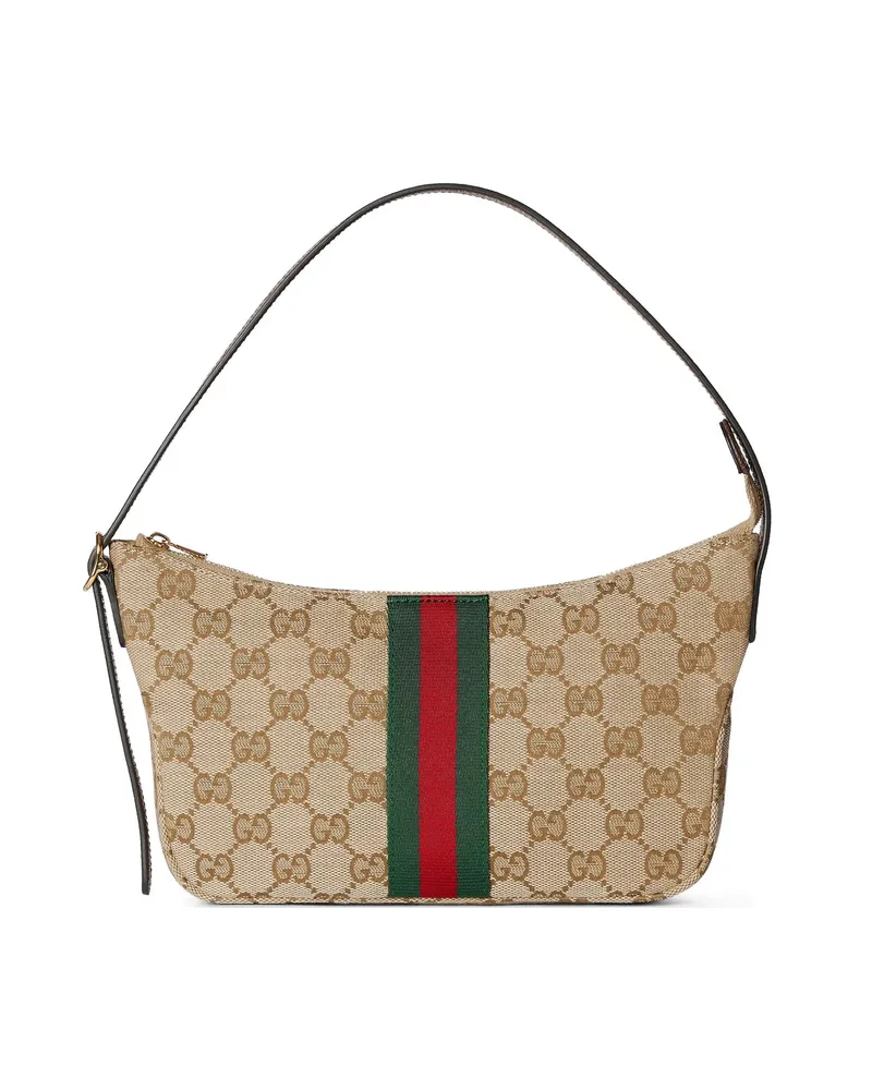 Gucci Small Lunetta GG Canvas Shoulder Bag Neutrals