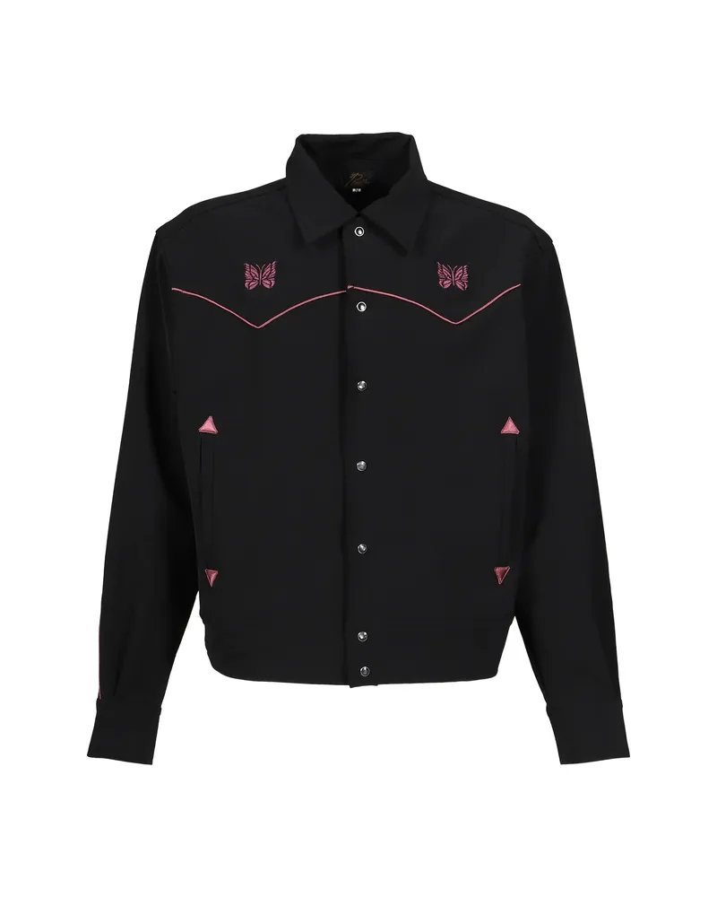 NEEDLES Embroidered-detail Shirt Jacket Black