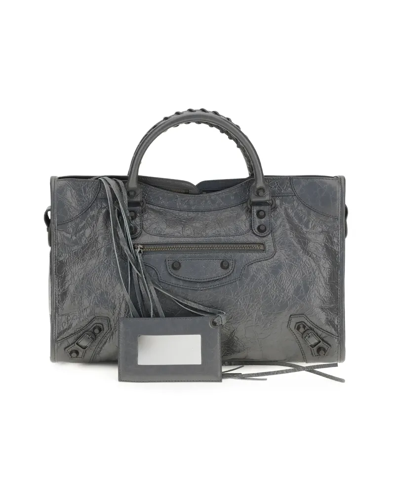 Balenciaga Le City Leather Leather Tote Bag Grey