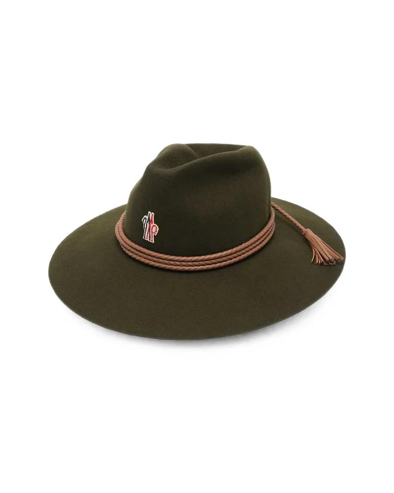 Moncler Logo-patch Braided-trim Hat Green