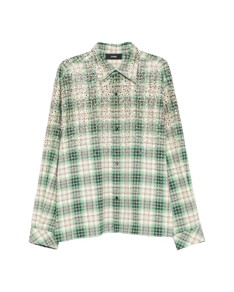 Amiri Stud-embellished Checked Shirt Green