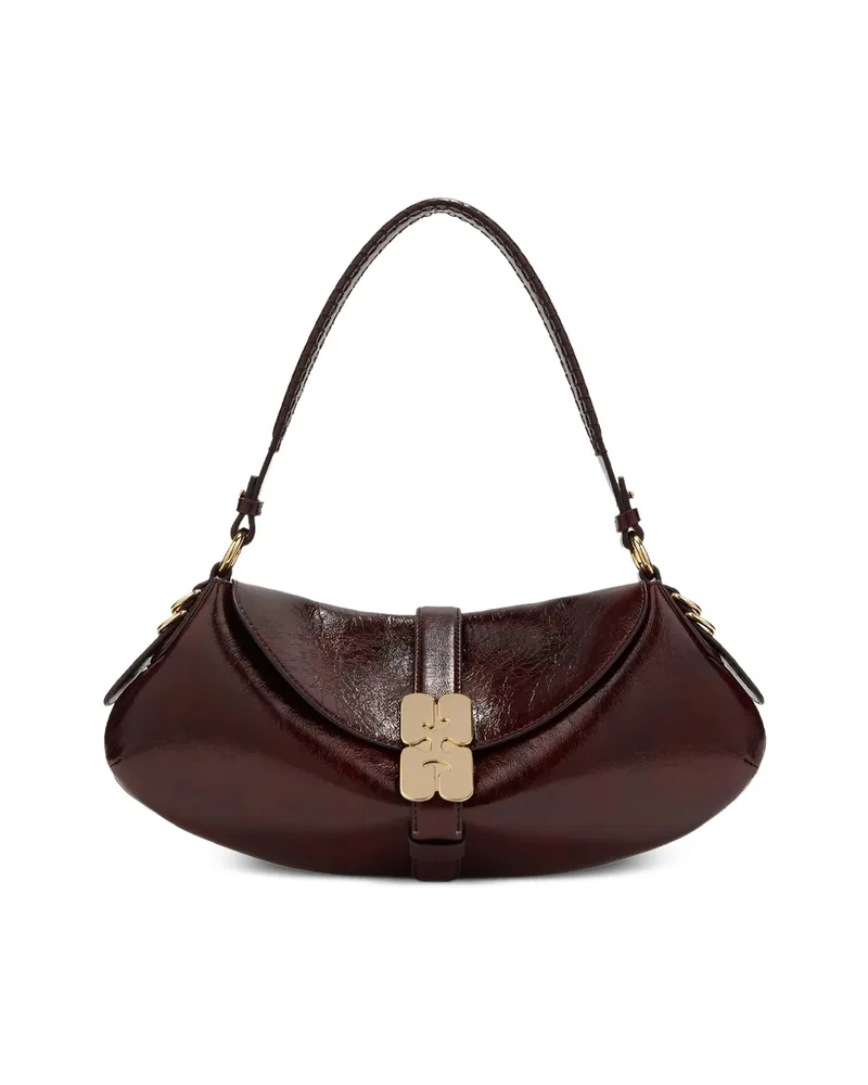 Ganni B-Kat Deep-shine Shoulder Bag Red