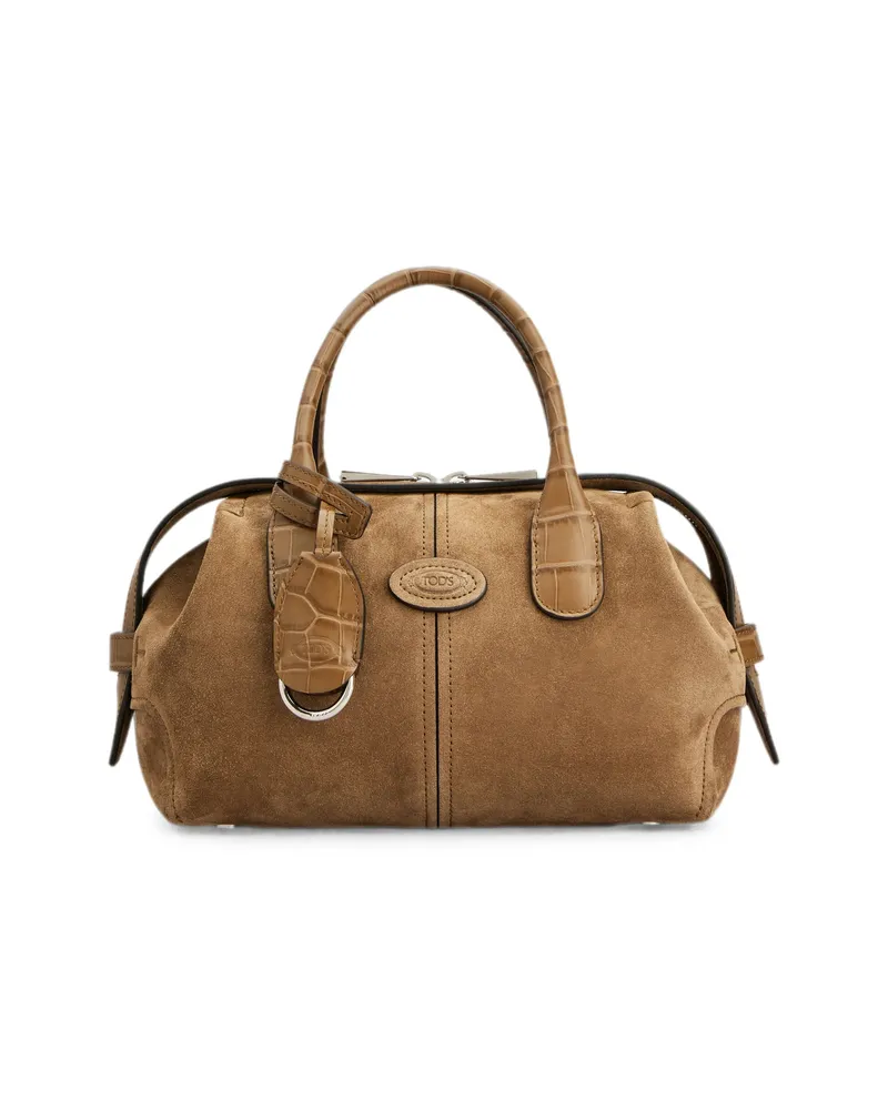 TOD'S Croc-effect Panelled Suede Tote Bag Neutrals