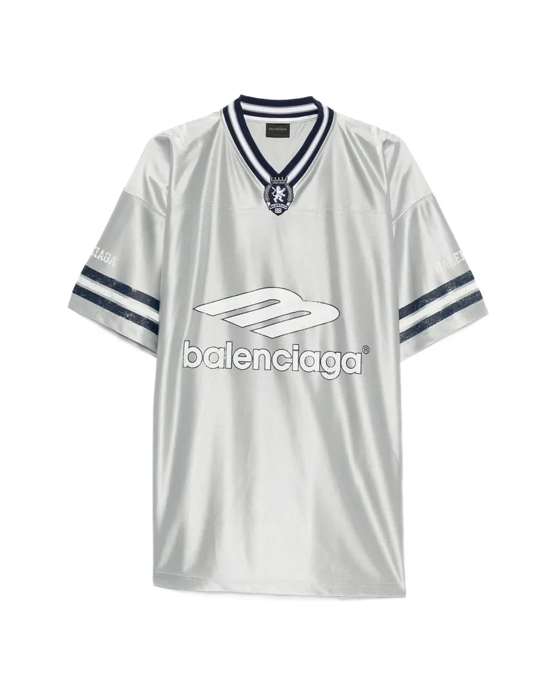 Balenciaga Logo V-neck T-shirt Grey