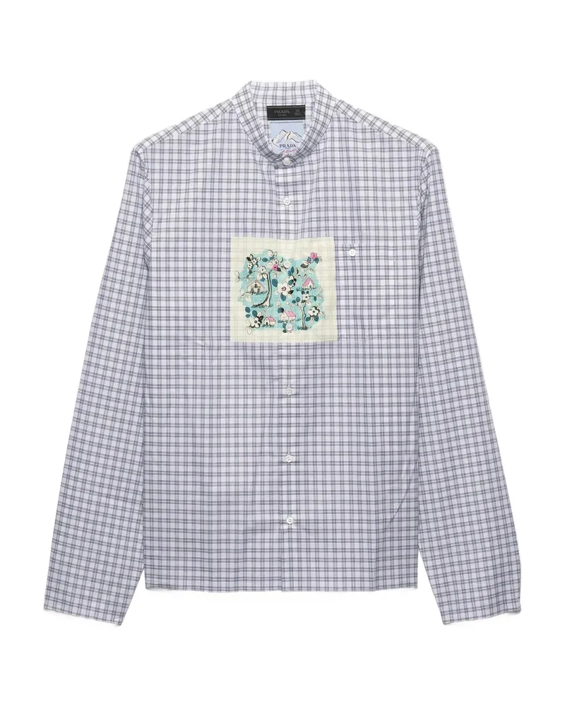 Prada Check-pattern Pocket Shirt White