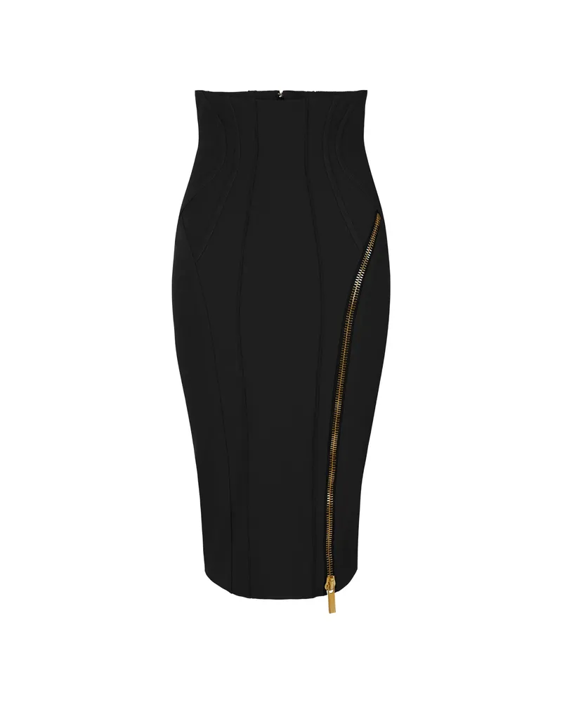 Elisabetta Franchi Skirt In Technical Fabric With Zip Pink