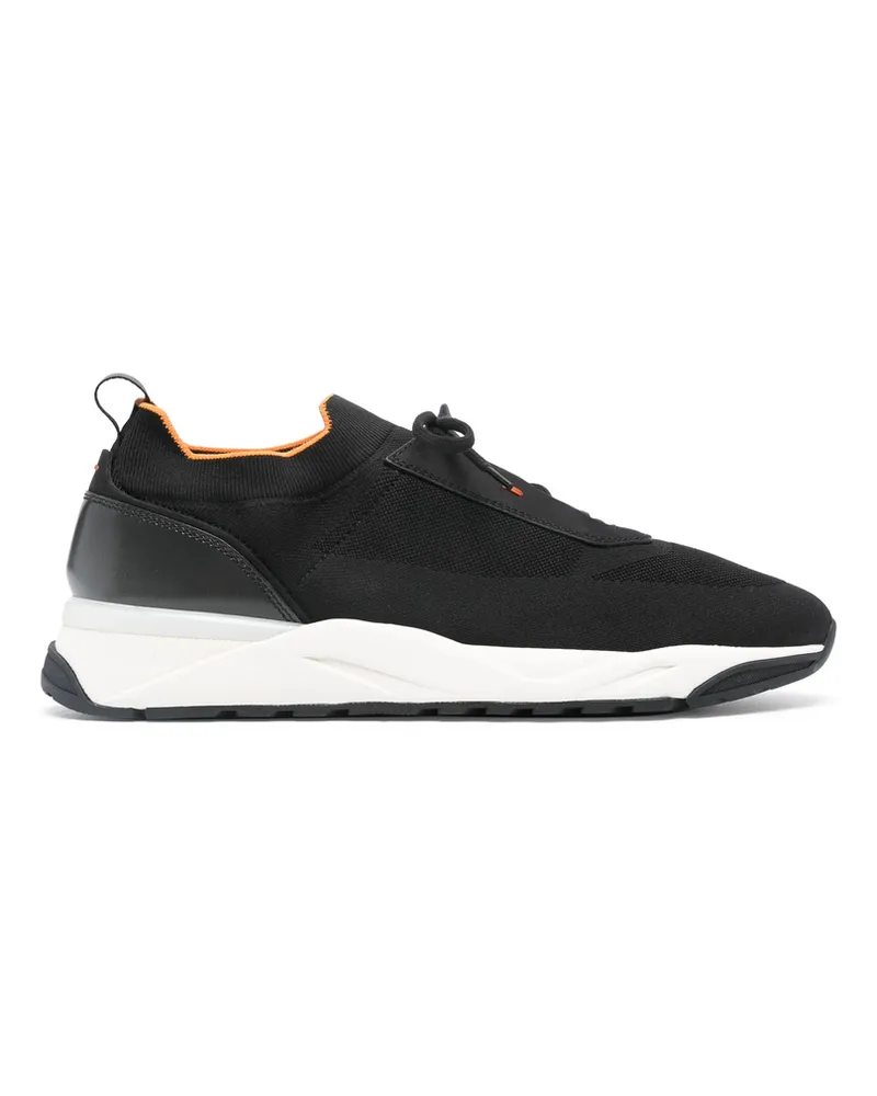 Santoni Knitted Panelled Sneakers Black