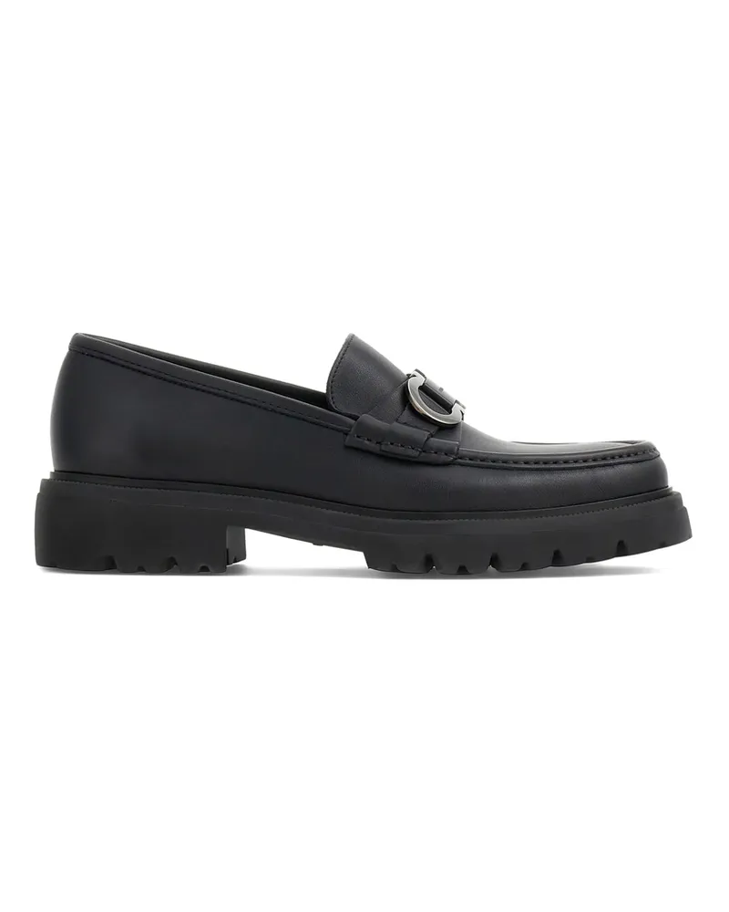 Ferragamo Gancini-buckle Leather Loafers Black