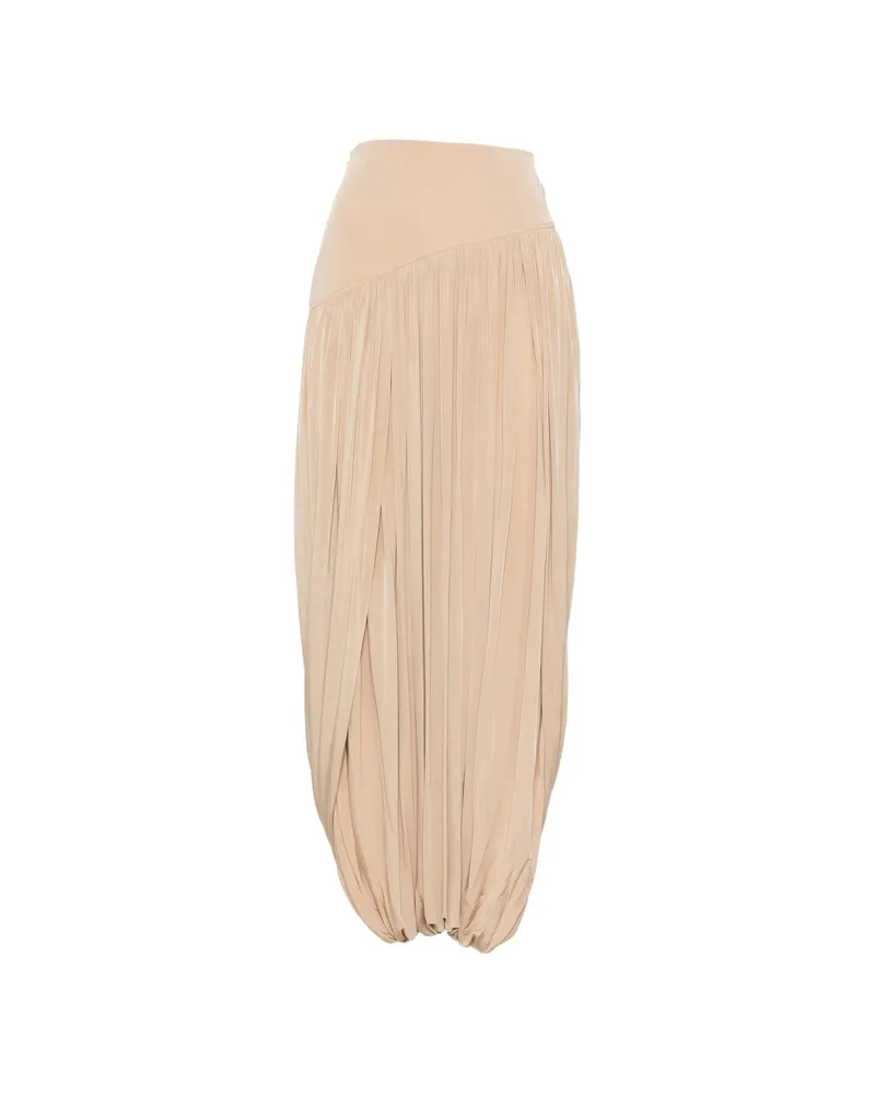 Ferragamo Pleated Ruffle-hem Maxi Skirt Neutrals