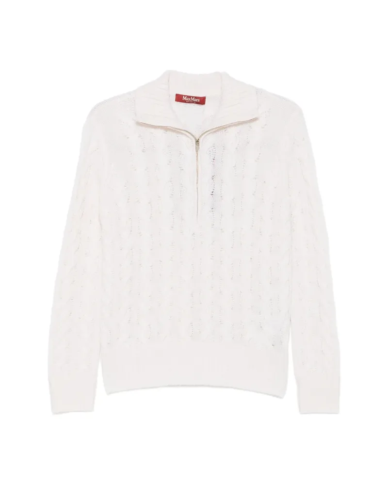 Max Mara Cable-knit Quarter-zip Sweater White