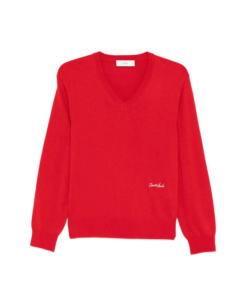 Dunst V-neck Logo Sweater Red