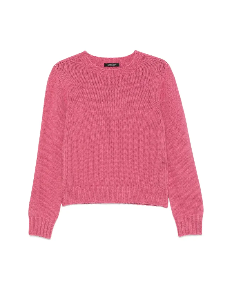ARAGONA Ribbed-knit Crew-neck Sweater Pink