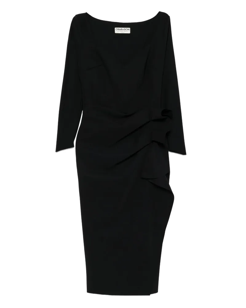 Chiara Boni Ruffle-detail Midi Dress Black