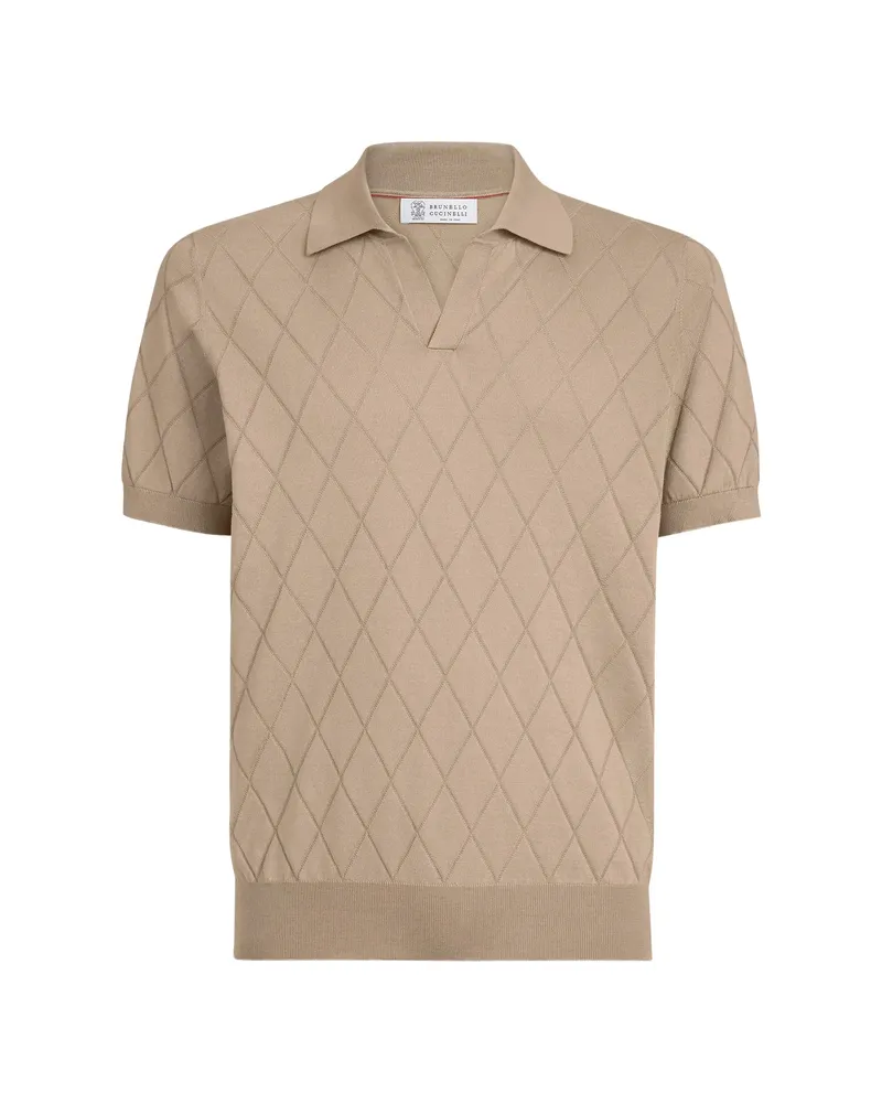 Brunello Cucinelli Lightweight Knit Polo Neutrals