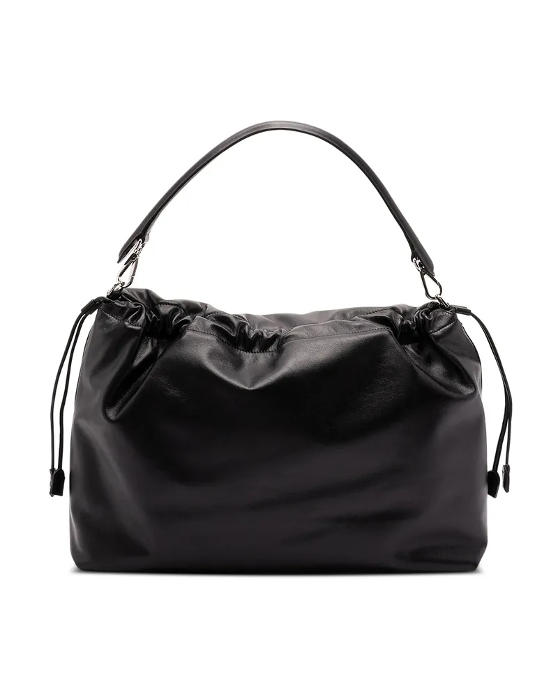 Fendi Maxi Flux Leather Shoulder Bag Black