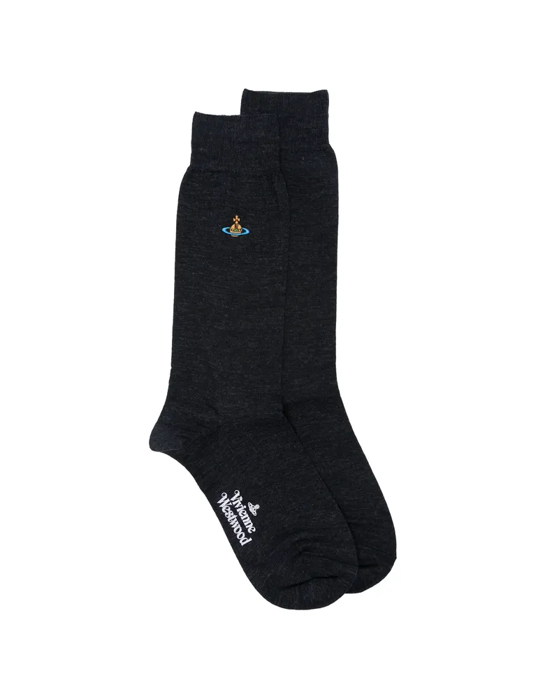 Vivienne Westwood Orb-embroidered Logo-print Socks Blue