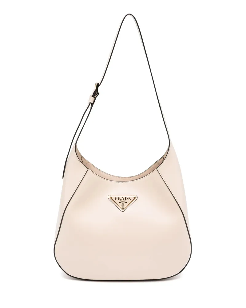 Prada Triangle Logo Shoulder Bag Neutrals